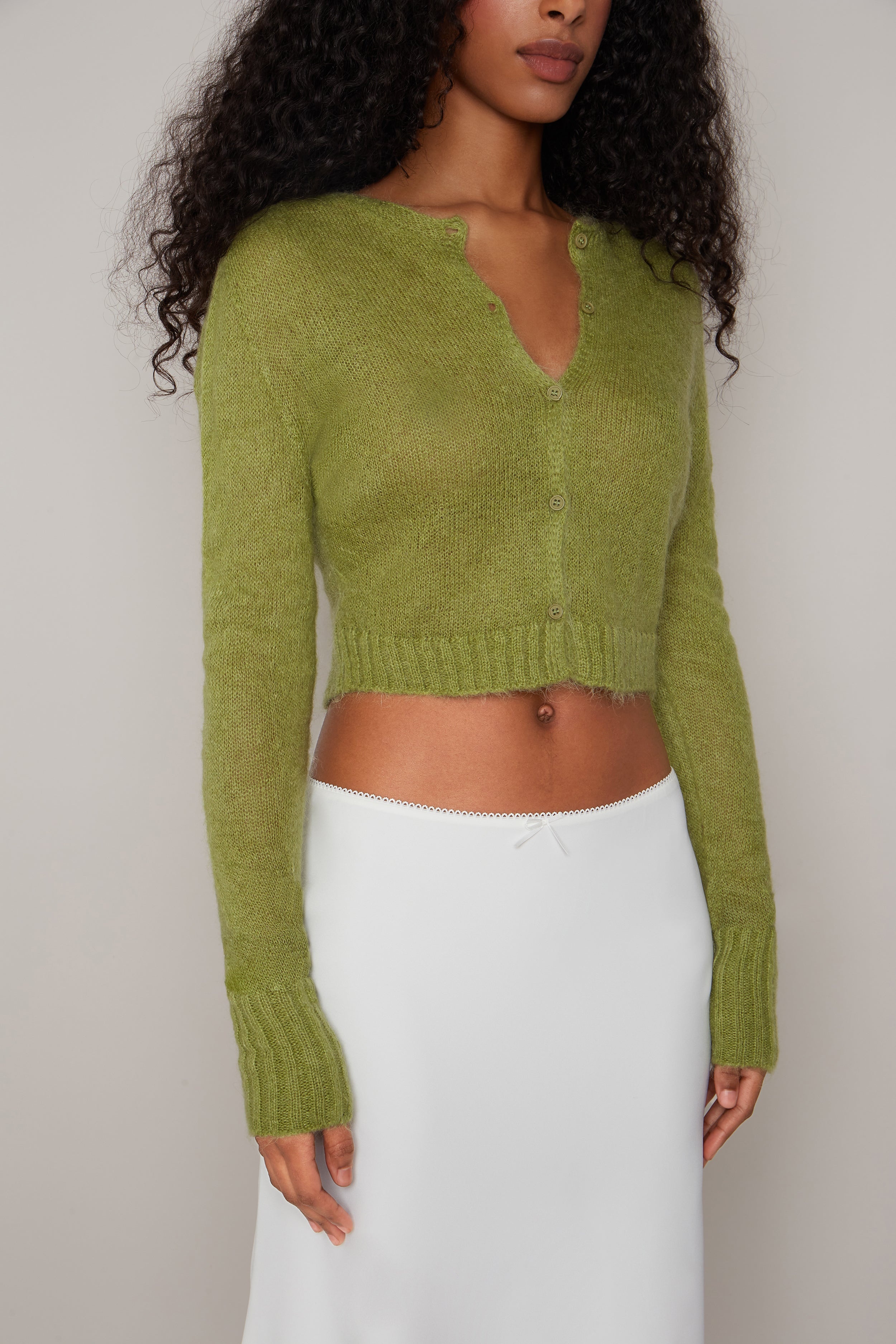 MOHAIR RIBBED CARDIGAN - 6