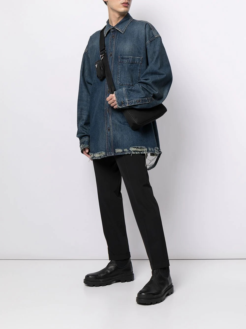 frayed edge denim shirt - 2