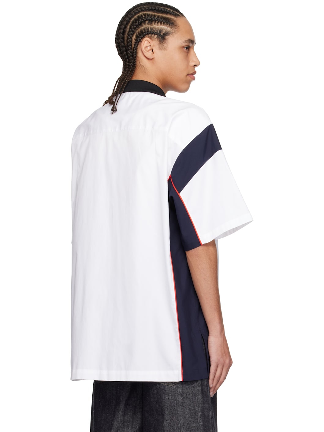 White & Navy Sports Designed Shirt - 3