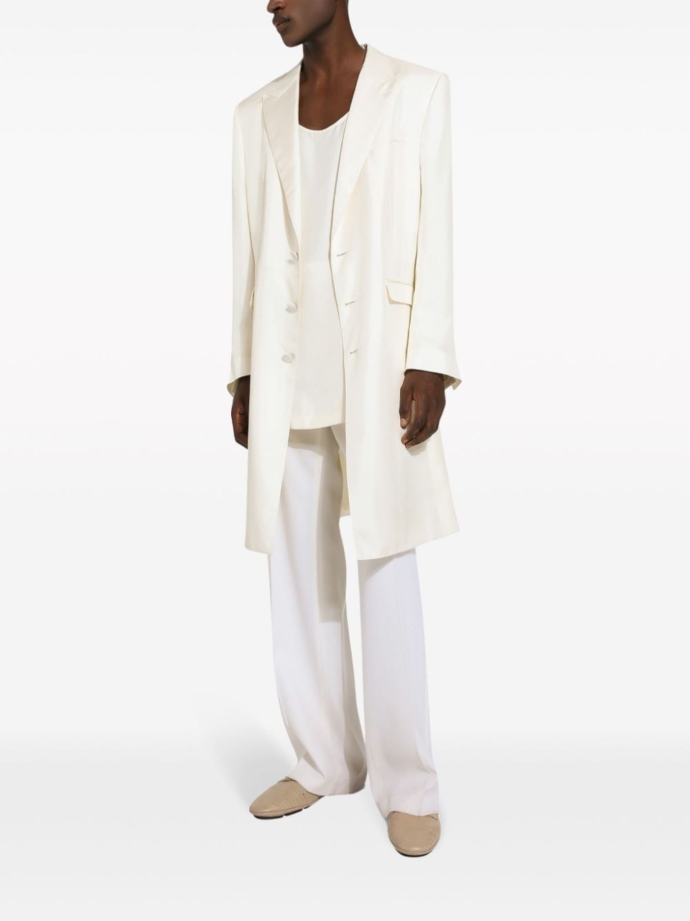 single-breasted silk coat - 2