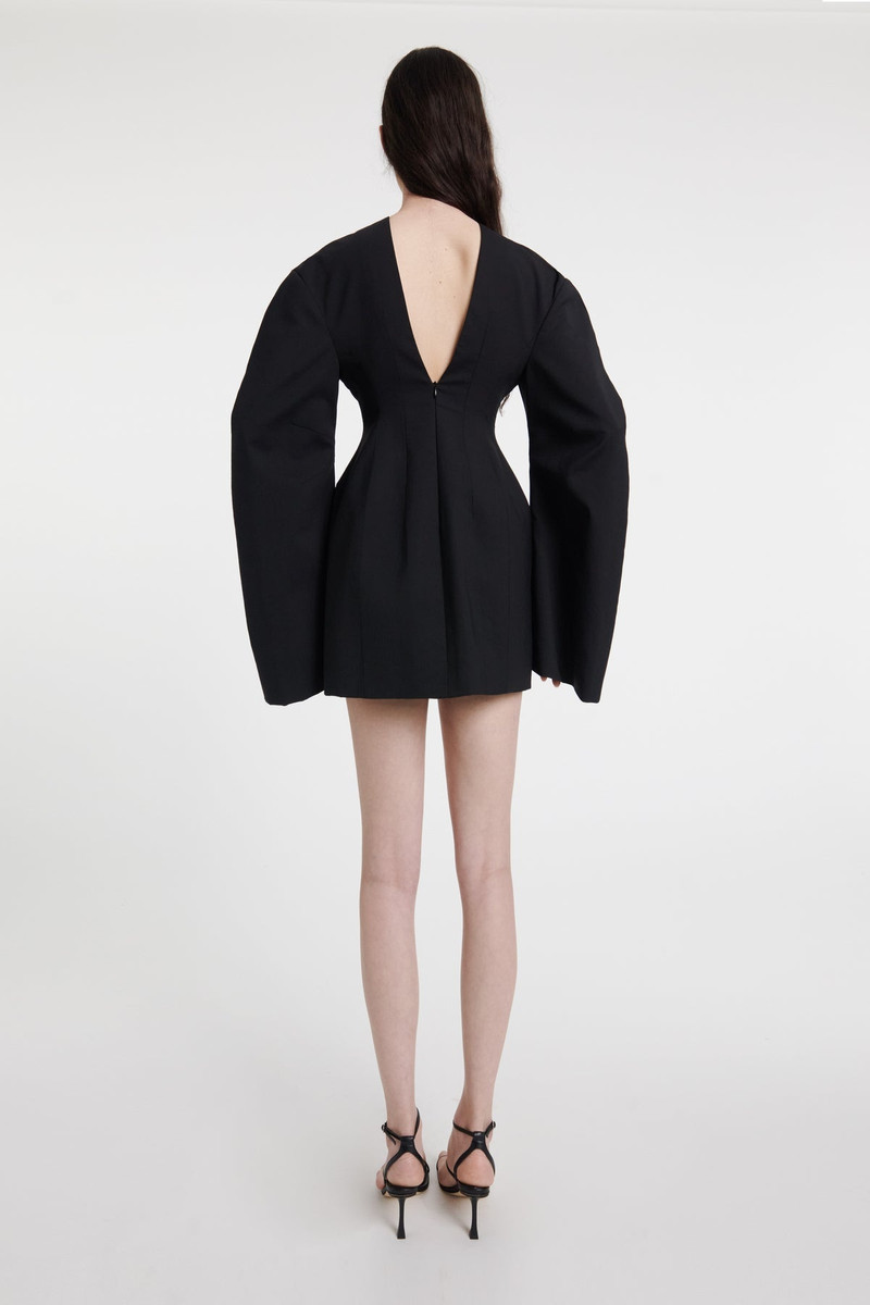 ROUNDED SLEEVE TAILORED MINI DRESS BLACK 2