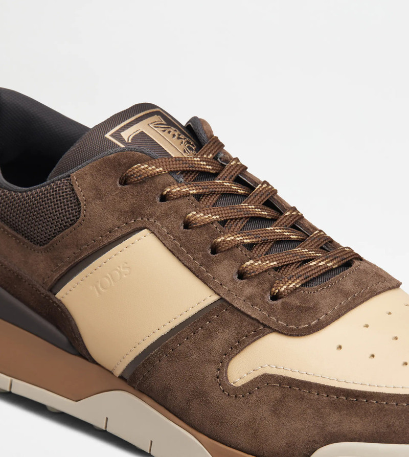 TOD'S SNEAKERS IN SUEDE AND SMOOTH LEATHER - BROWN, BEIGE 5