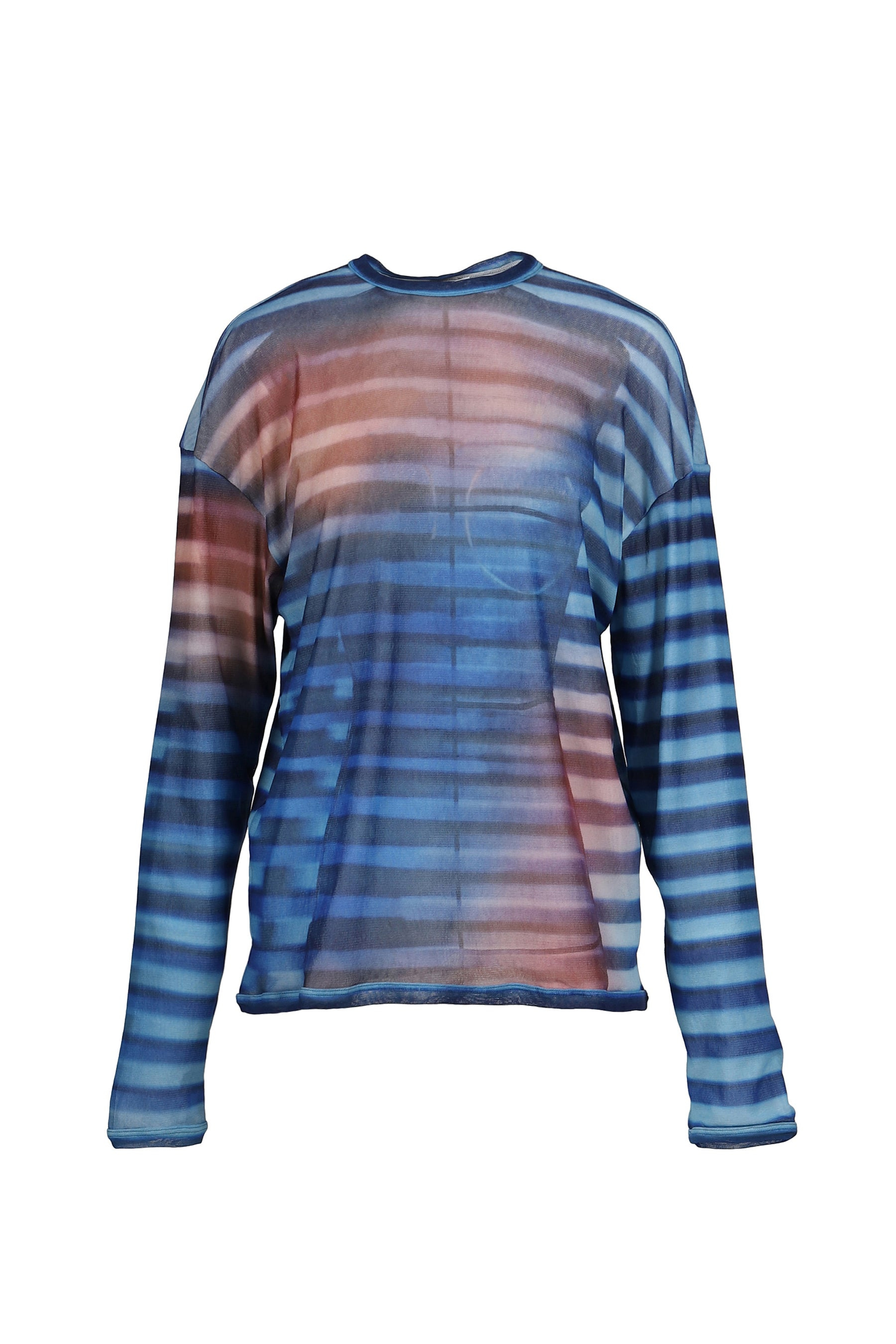 MESH OVERSIZED CREW NECK TOP PRINTED "AIR" / LT.BLU/BLU/PEACH - 5