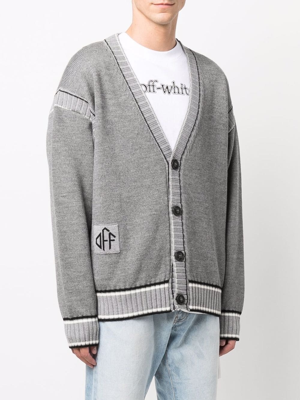 Varsity logo-patch cardigan - 3