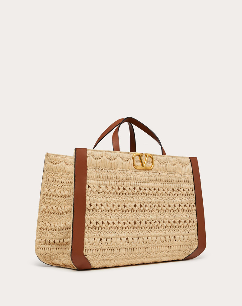 Valentino VLOGO SIGNATURE EMBROIDERED RAFFIA HANDBAG outlook