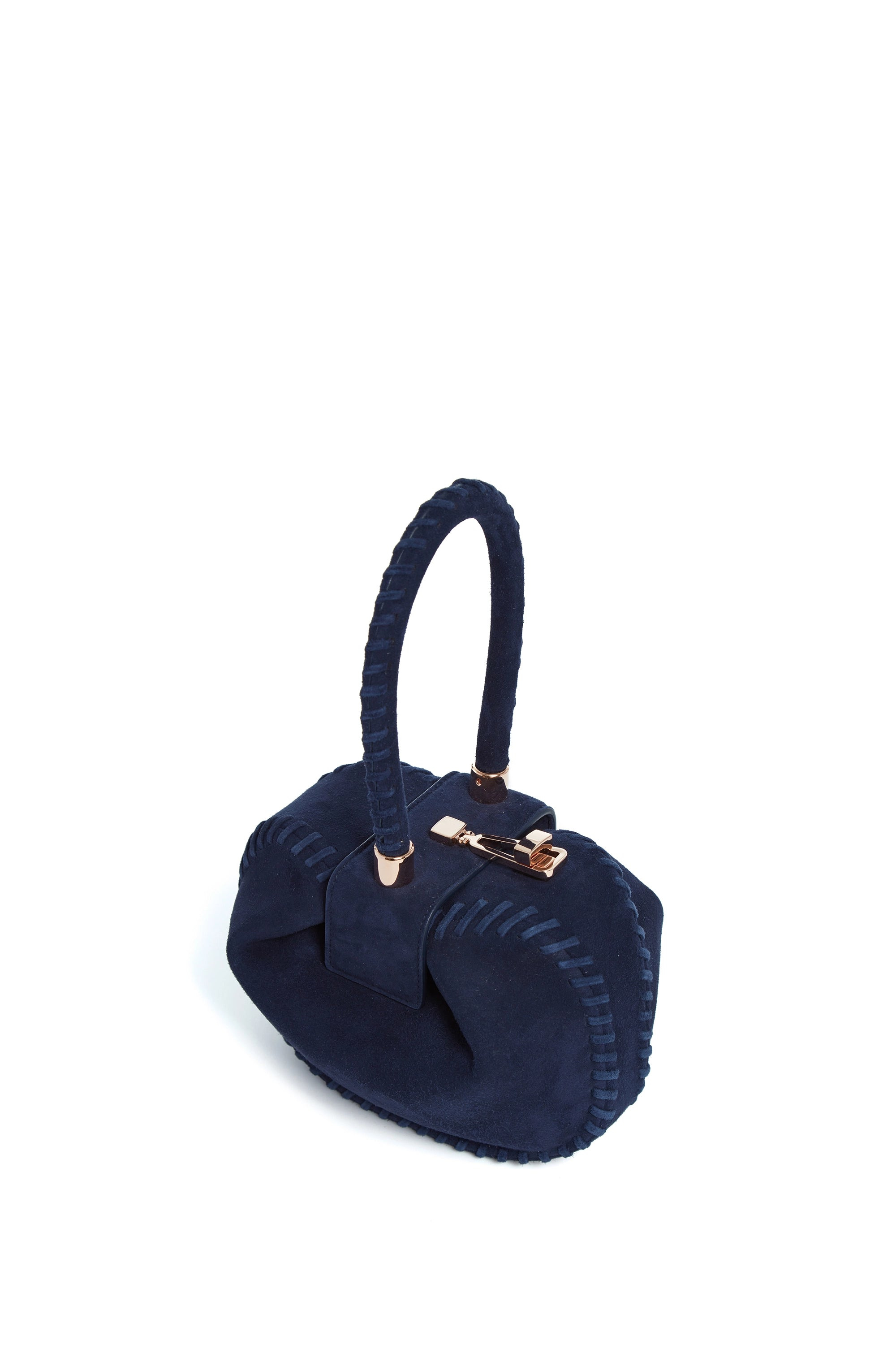 Whipstitch Demi Bag in Navy Suede - 3