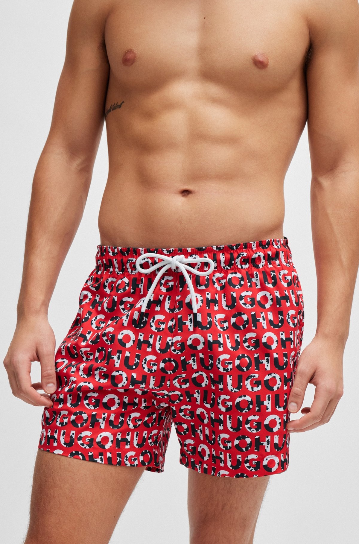 -MATERIAL SWIM SHORTS WITH LOGO PRINT - 3