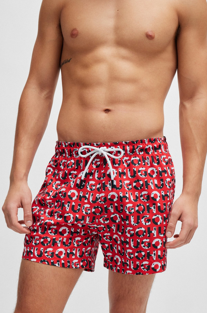 -MATERIAL SWIM SHORTS WITH LOGO PRINT 3