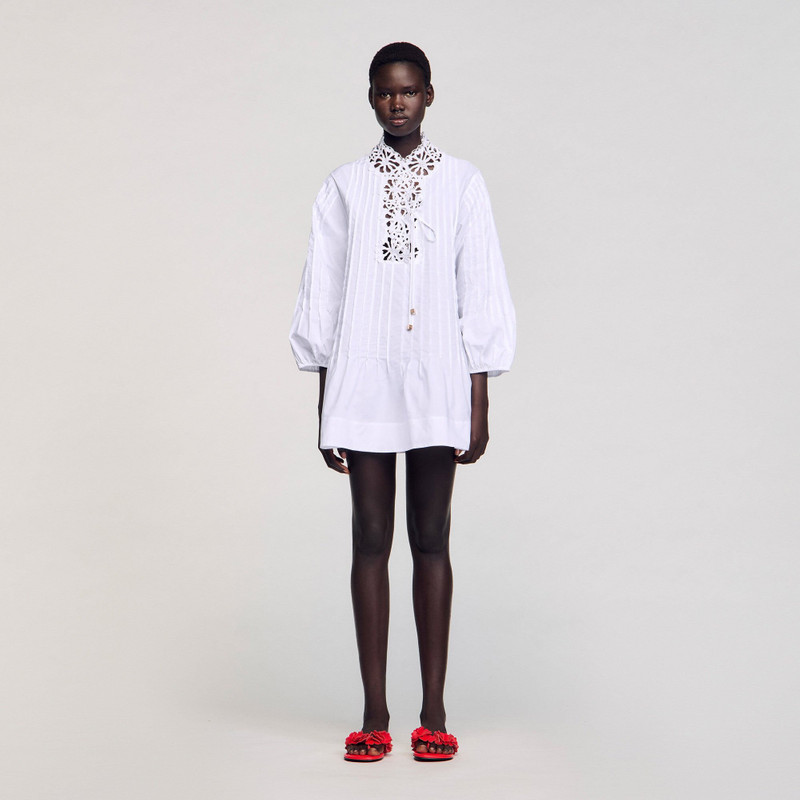 Sandro MINI DRESS WITH LACE DETAIL outlook