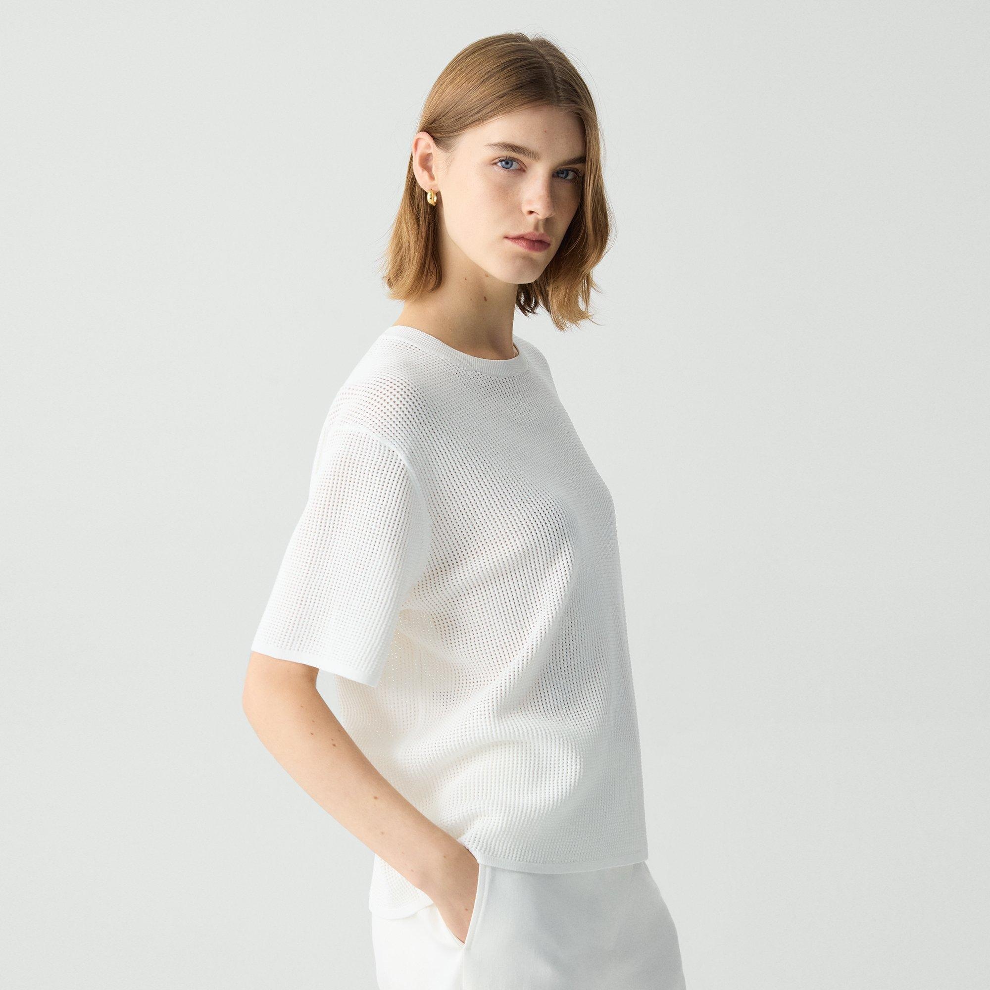 Pointelle Tee in Crepe Knit - 3