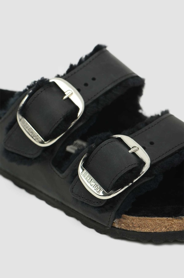 BIRKENSTOCK Arizona Big Buckle Shearling Sandals Black - 3