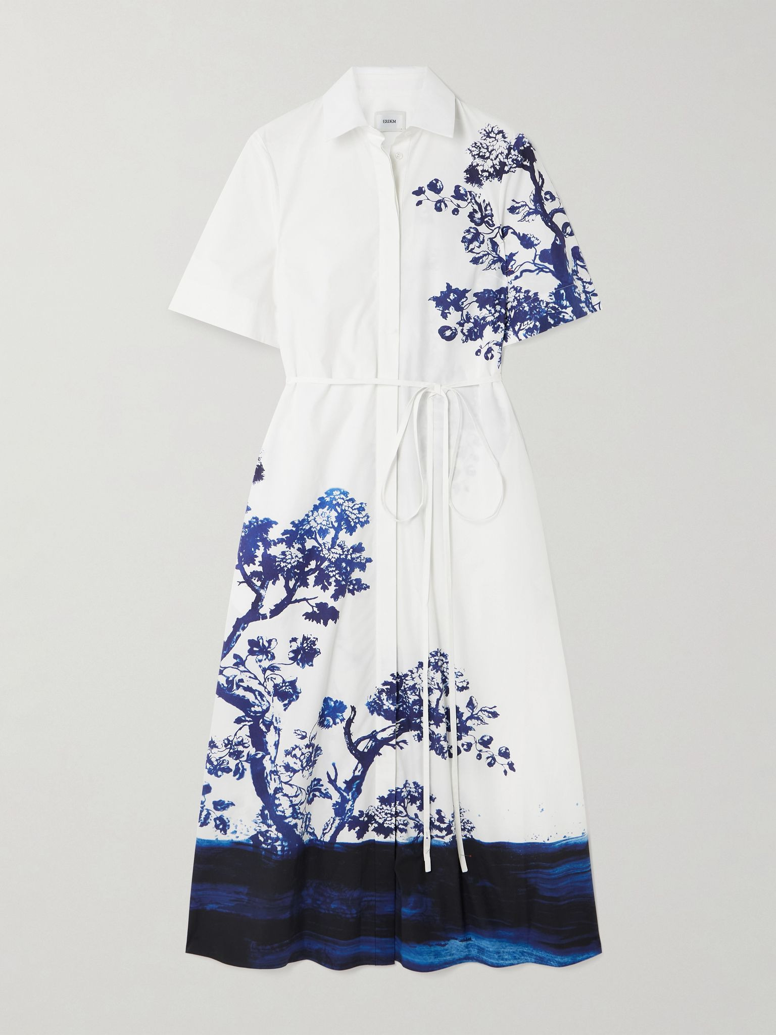 Printed organic cotton-poplin shirt dress White - 1