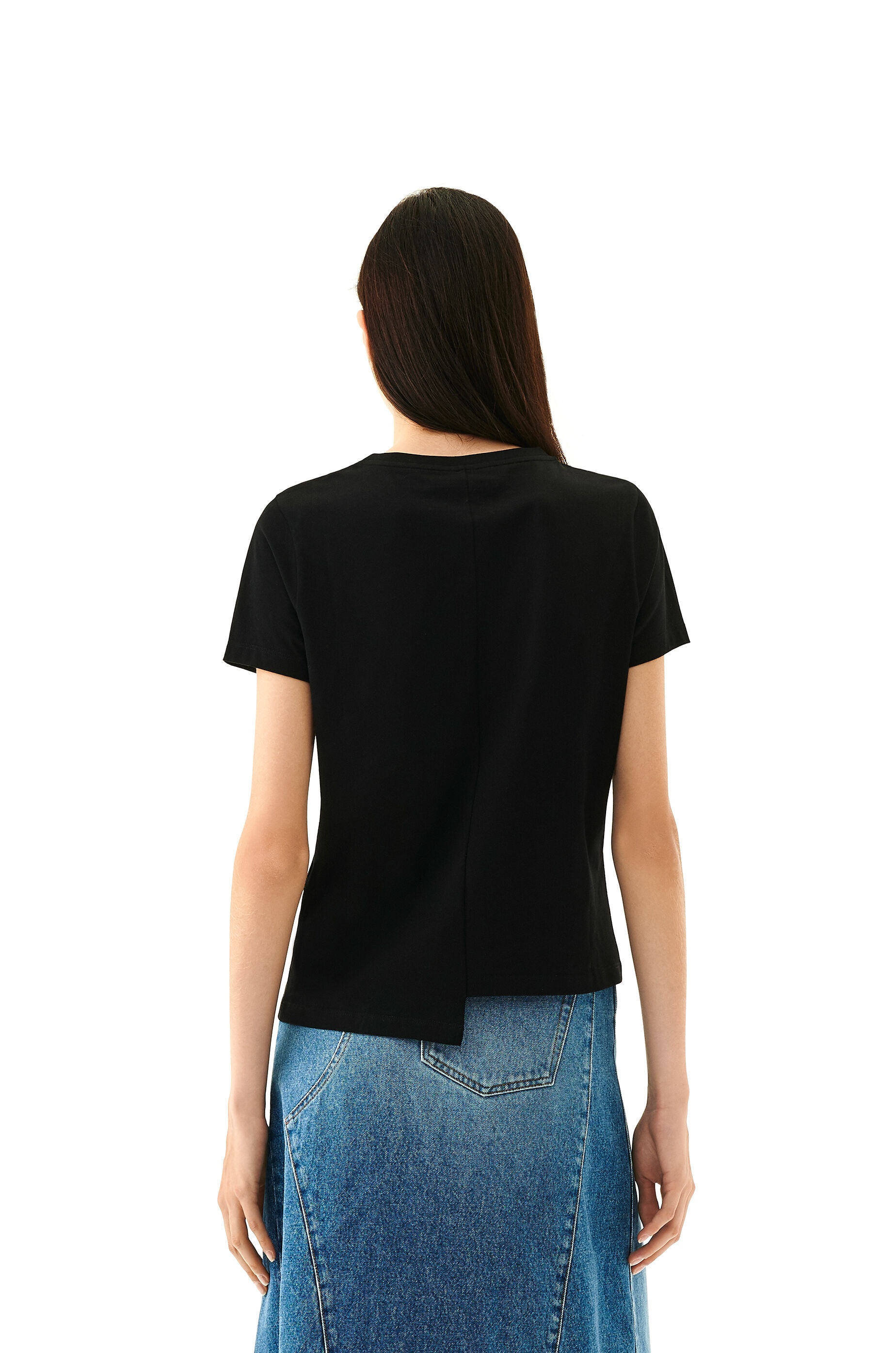 Anagram embroidered asymmetric t-shirt in cotton - 4