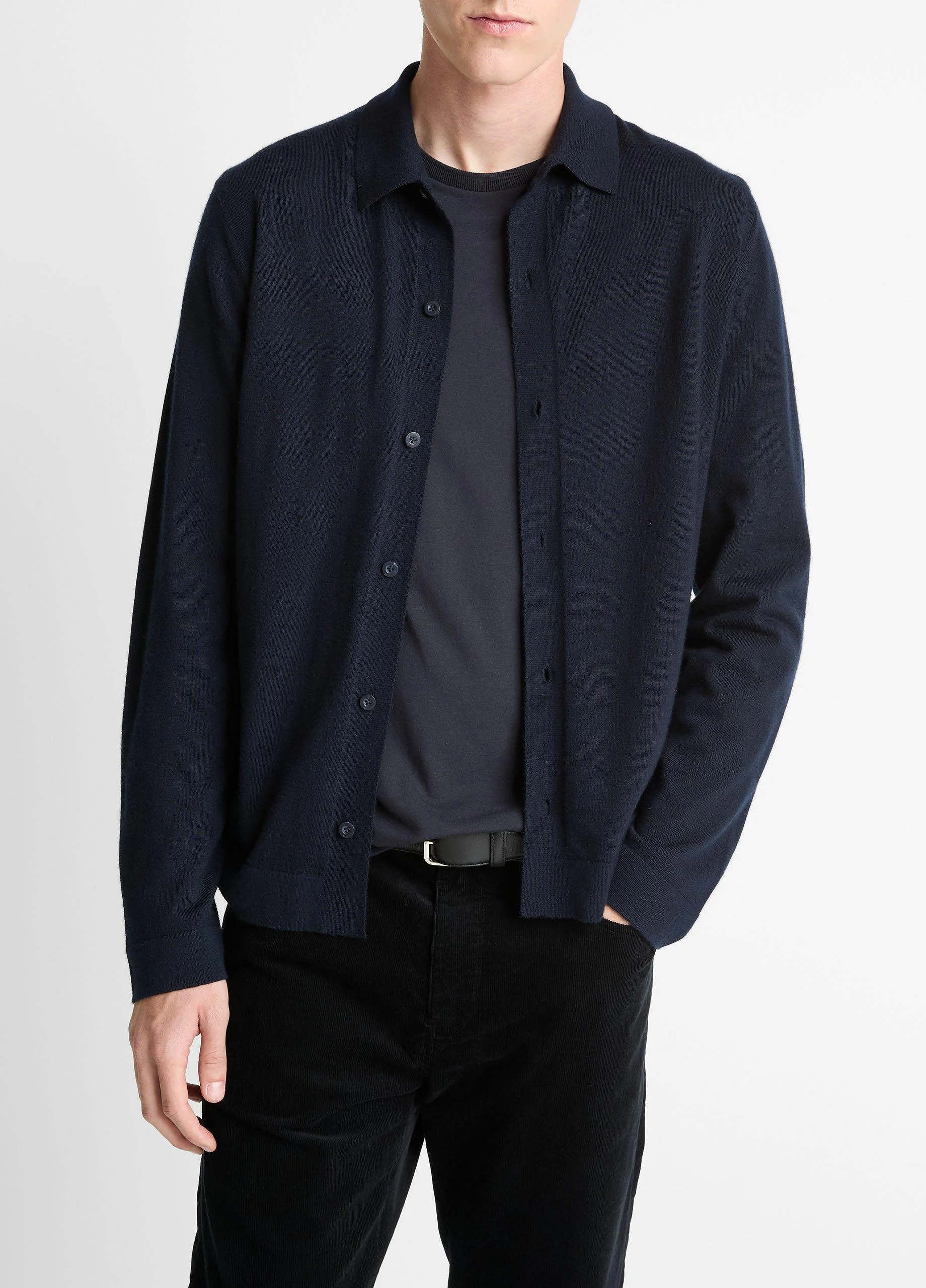 Featherweight Merino Wool-Cashmere Sweater Shirt - 1