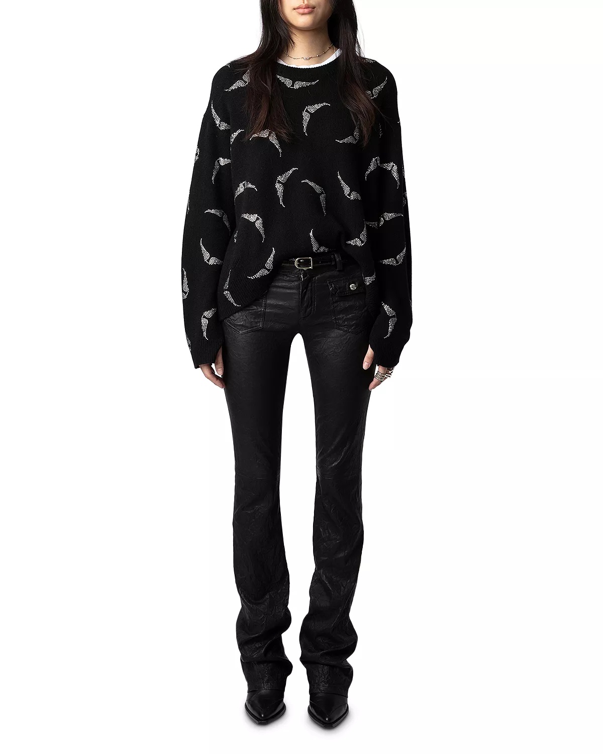 Cashmere Diamante Wings Sweater - 2
