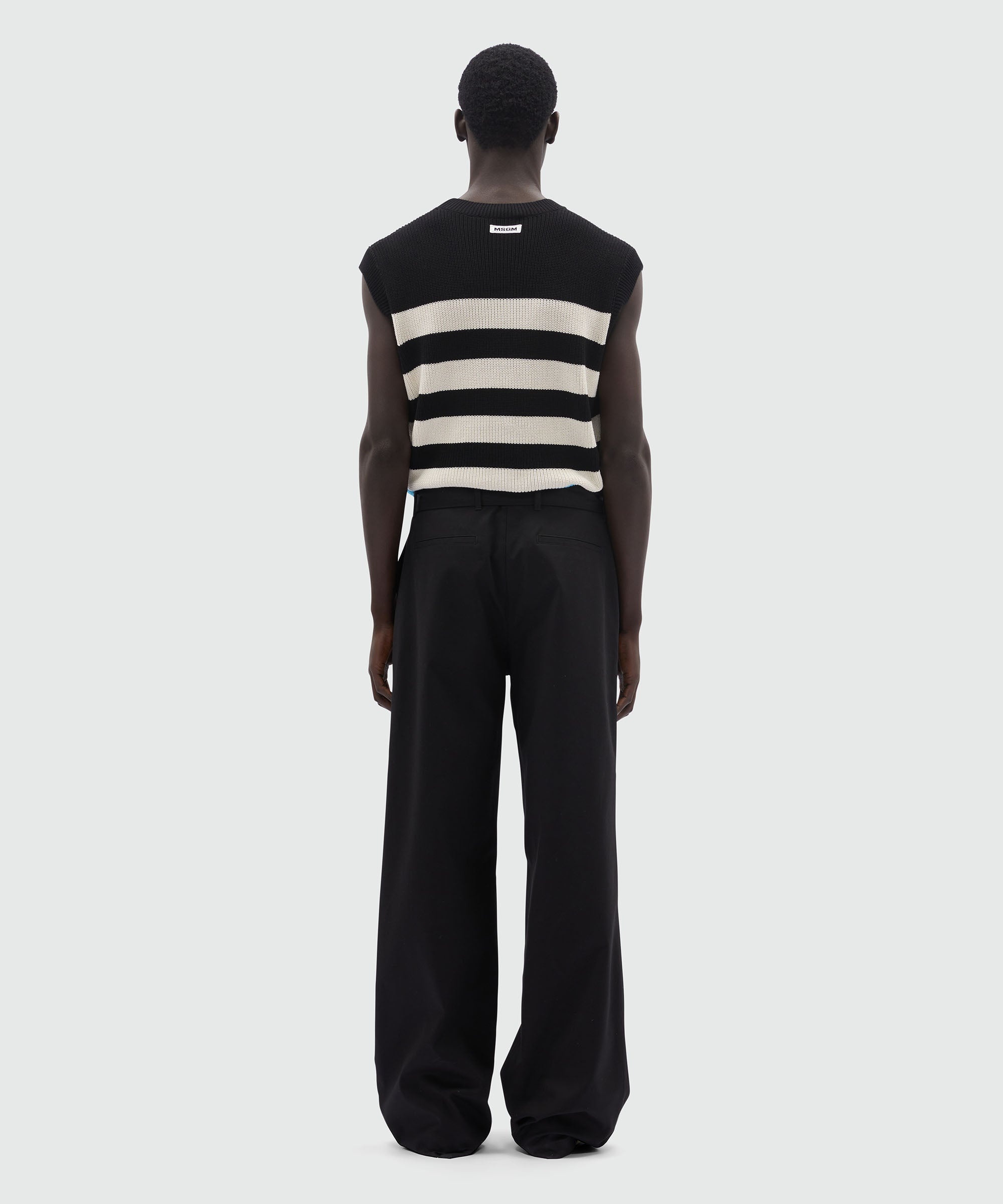 Black gabardine trousers with Wave embroidery - 3