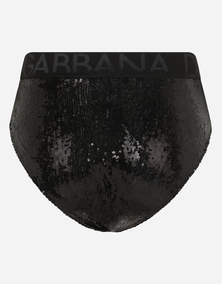 Micro-sequins briefs with branded elastic - 2