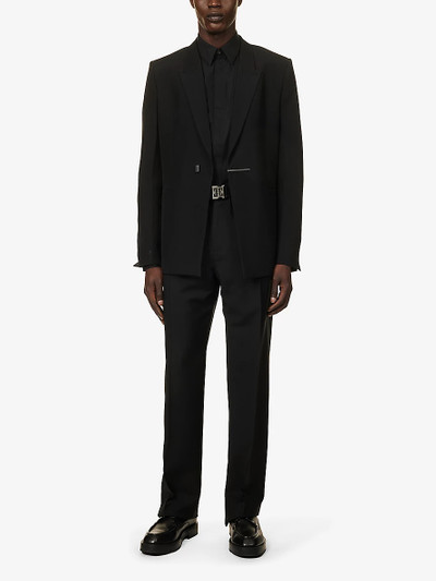 Givenchy Brand-plaque peak-lapel wool jacket outlook