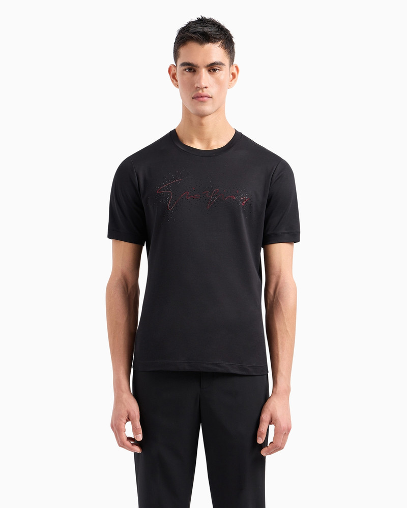 GIORGIO ARMANI GIORGIO'S CREW-NECK COTTON-JERSEY T-SHIRT WITH CRYSTAL EMBROIDERY outlook