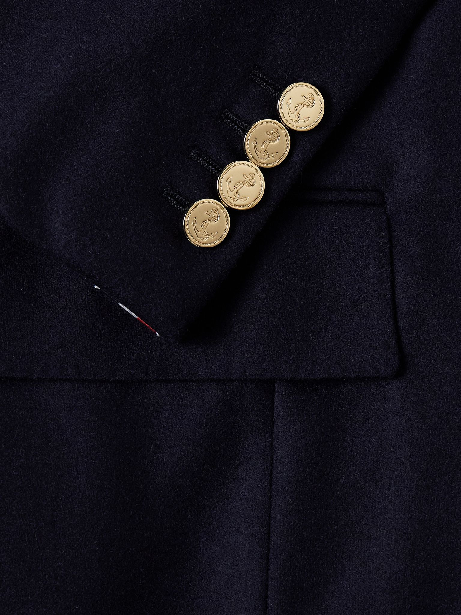 Slim-Fit Striped Wool and Cashmere-Blend Flannel Suit Jacket Navy - 4