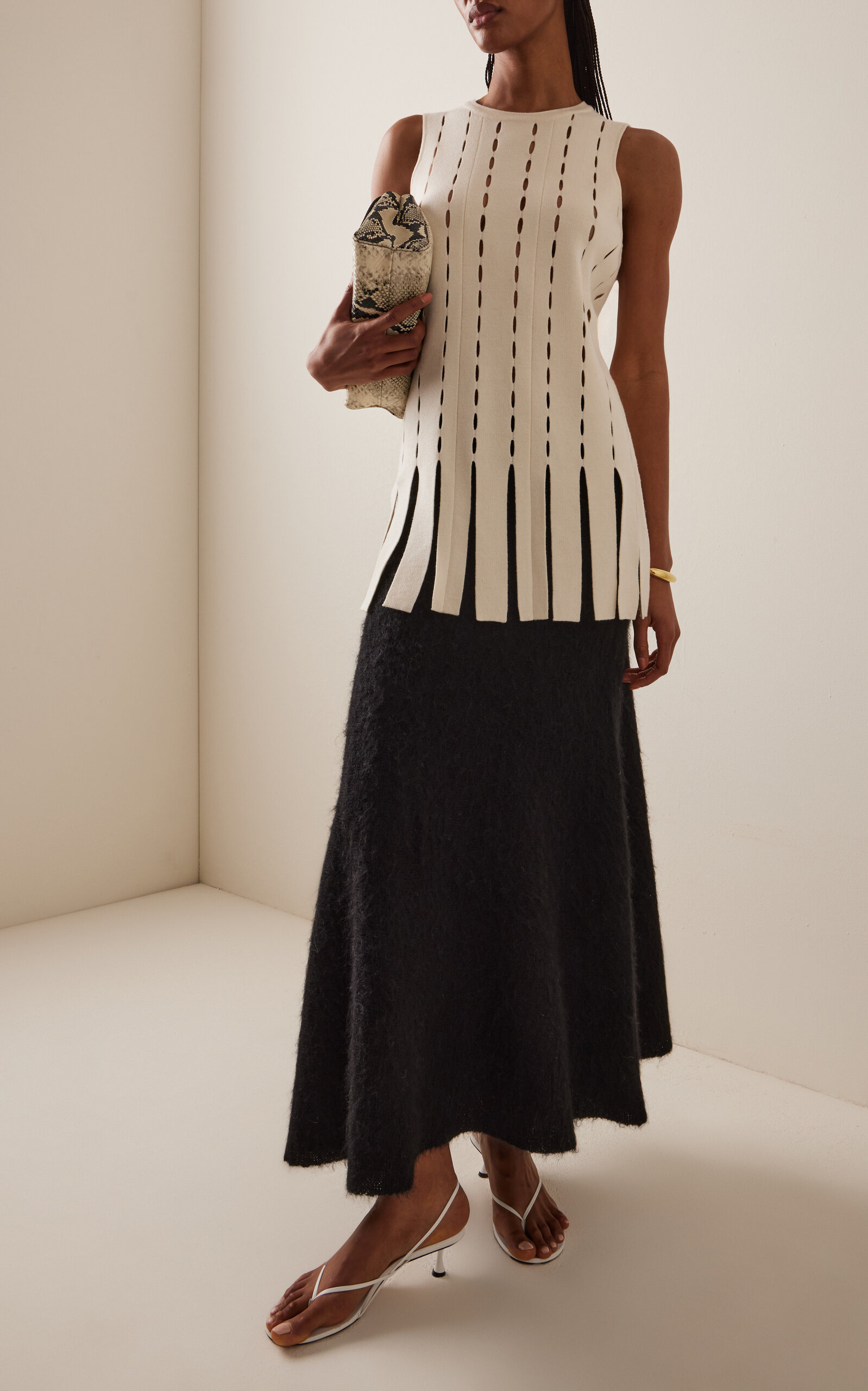 Zander Brushed Mohair-Blend Midi Skirt black - 2