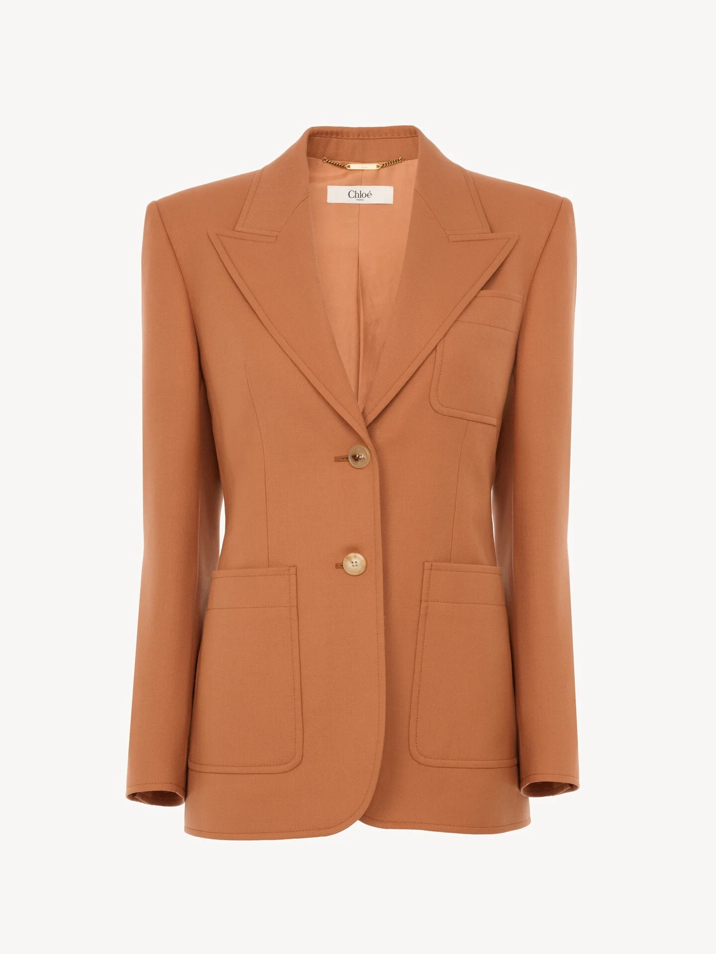 SINGLE-BREASTED TAILORED JACKET IN WOOL GABARDINE - 1