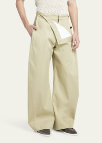 Bottega Veneta Men's Wide-Leg Pants with Sailor Flap