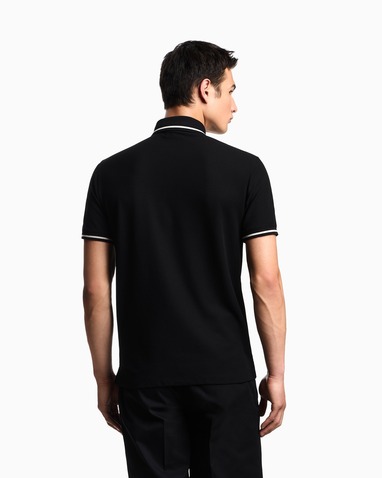 PIQUÉ POLO SHIRT WITH MICRO EAGLE EMBROIDERY AND TRIM - 3