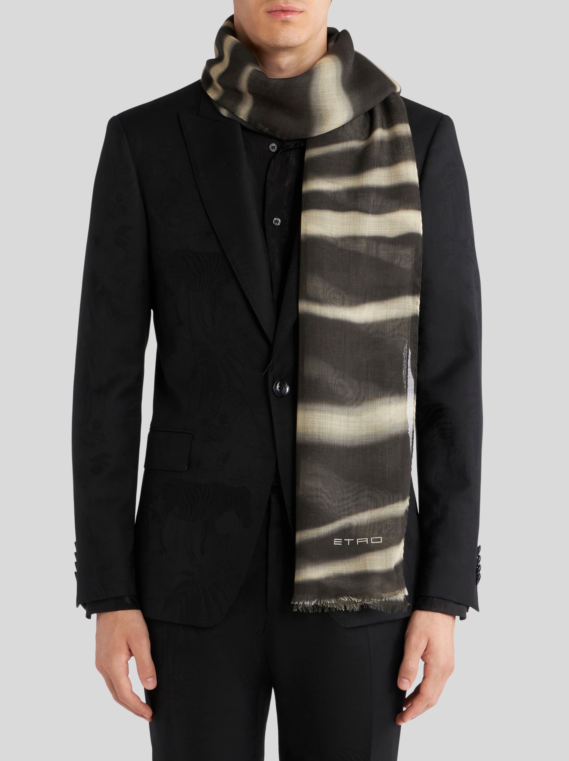 GEOMETRIC PRINT CASHMERE SCARF - 2
