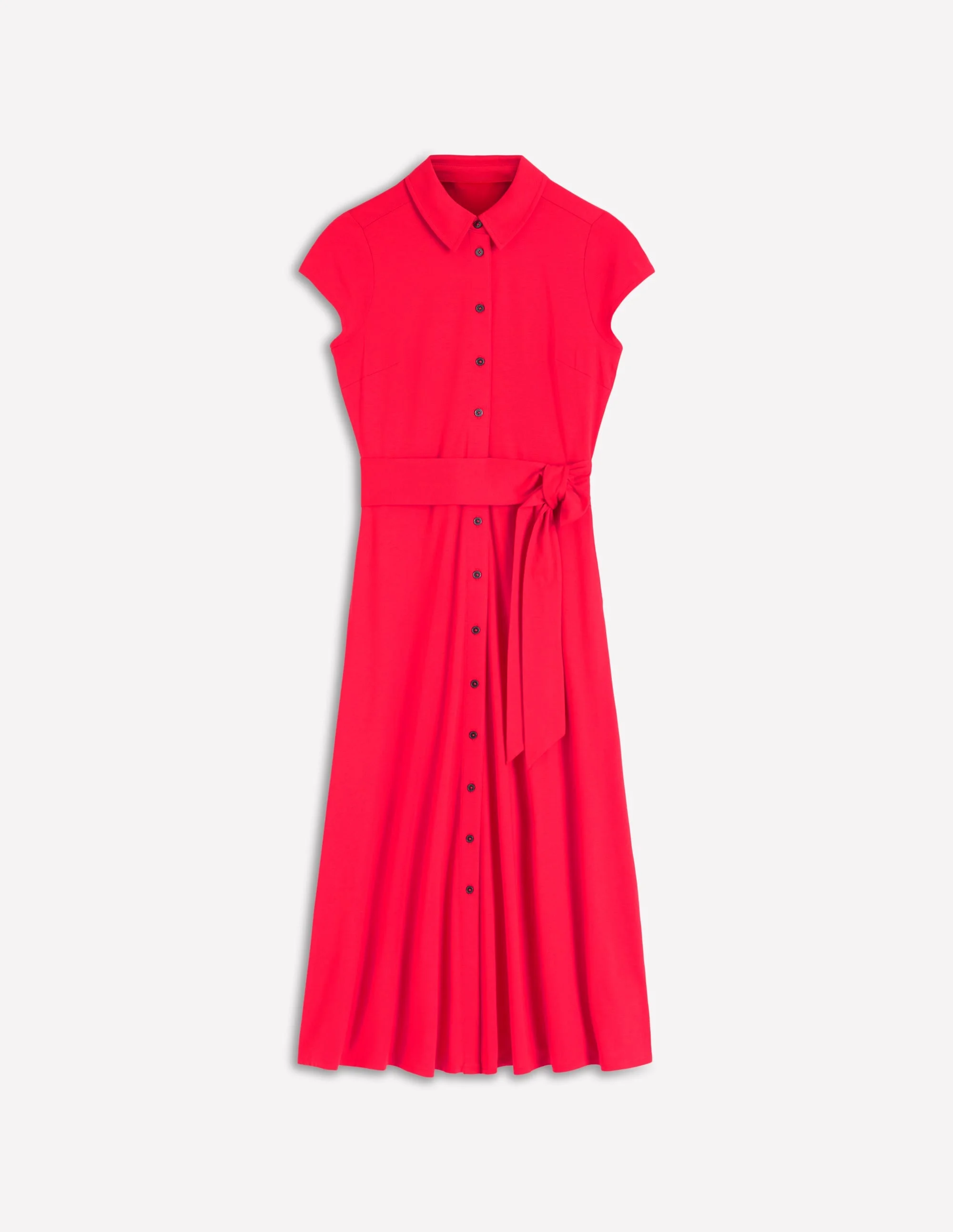 Marcia Jersey Shirt Dress-Poppy Red - 1