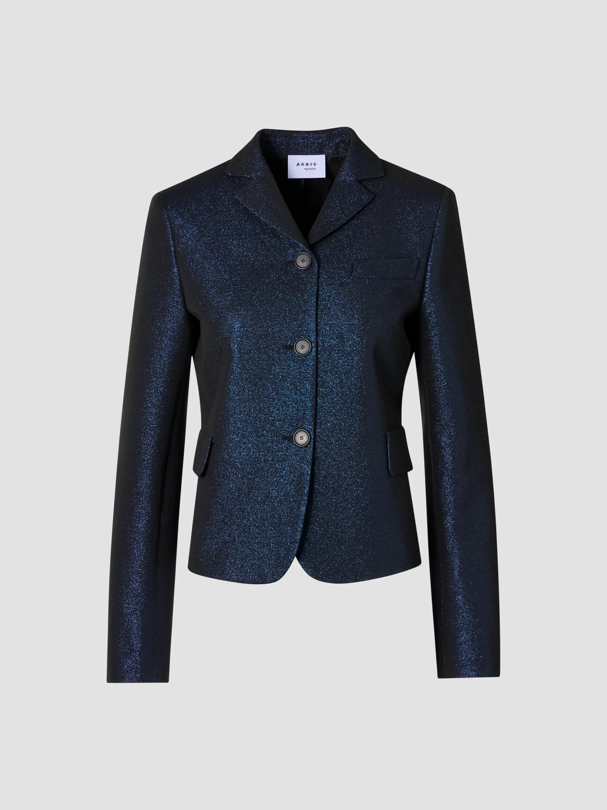 Women's Metallic Cotton Blazer - Metallic Blue - 1