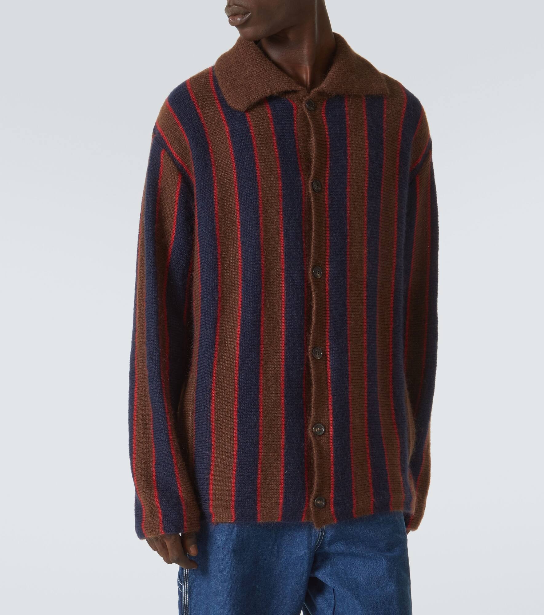 Striped mohair-blend cardigan - 3