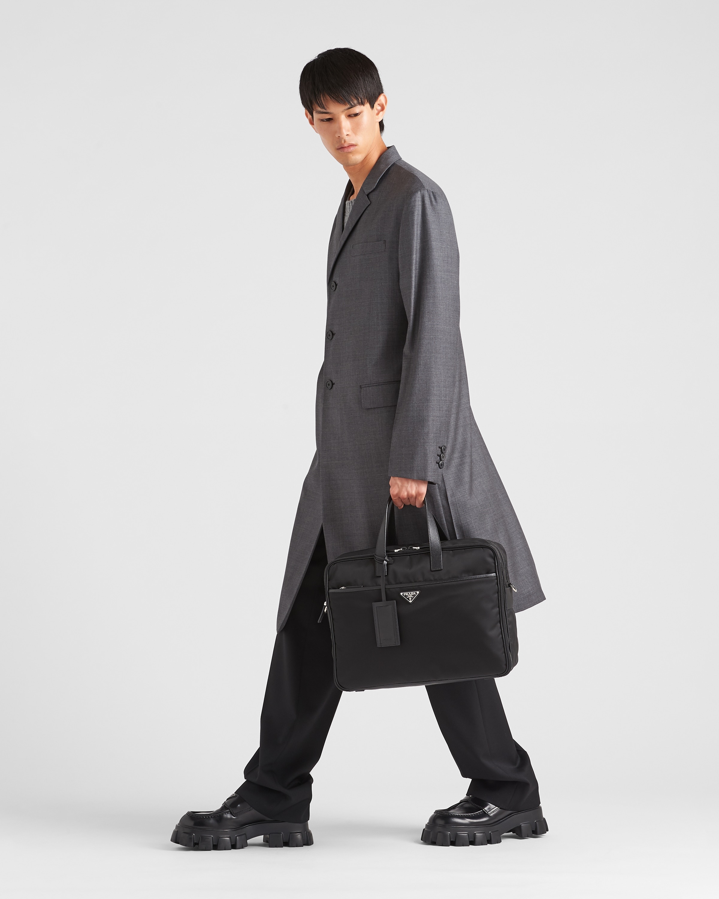 Re-Nylon and Saffiano leather briefcase - 8