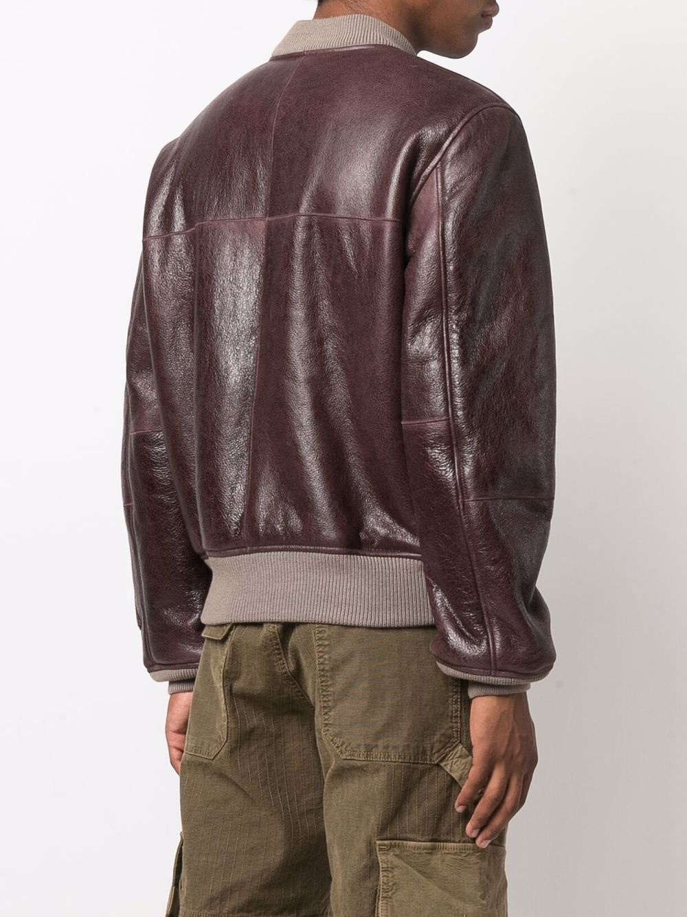 zip-pocket leather bomber jacket - 4