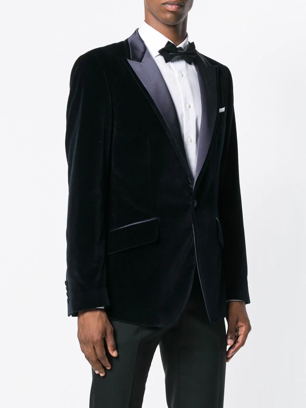 peak lapel velour blazer - 3