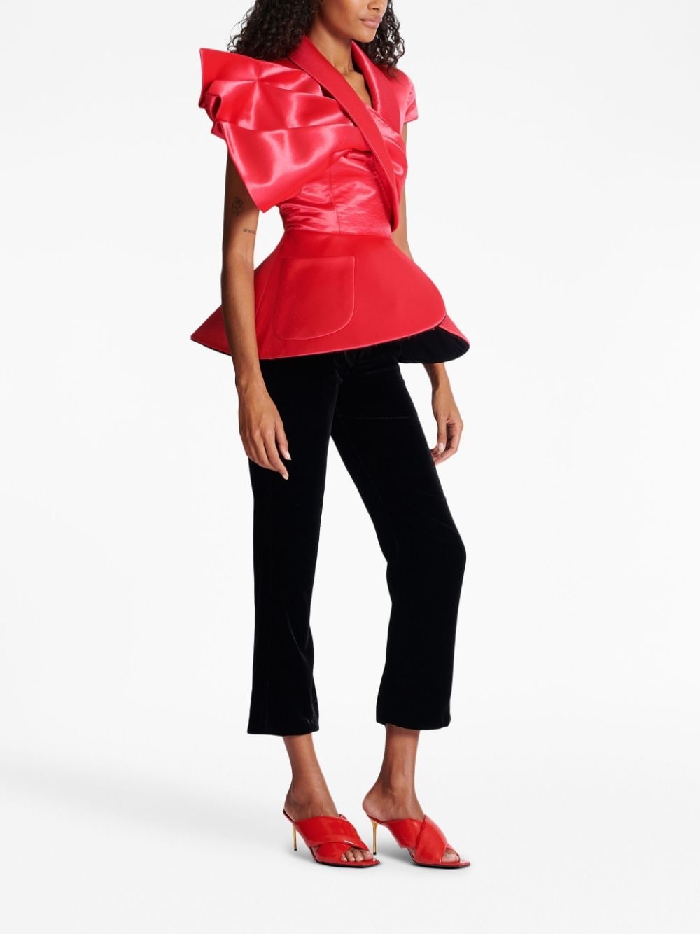 satin peplum blouse - 3