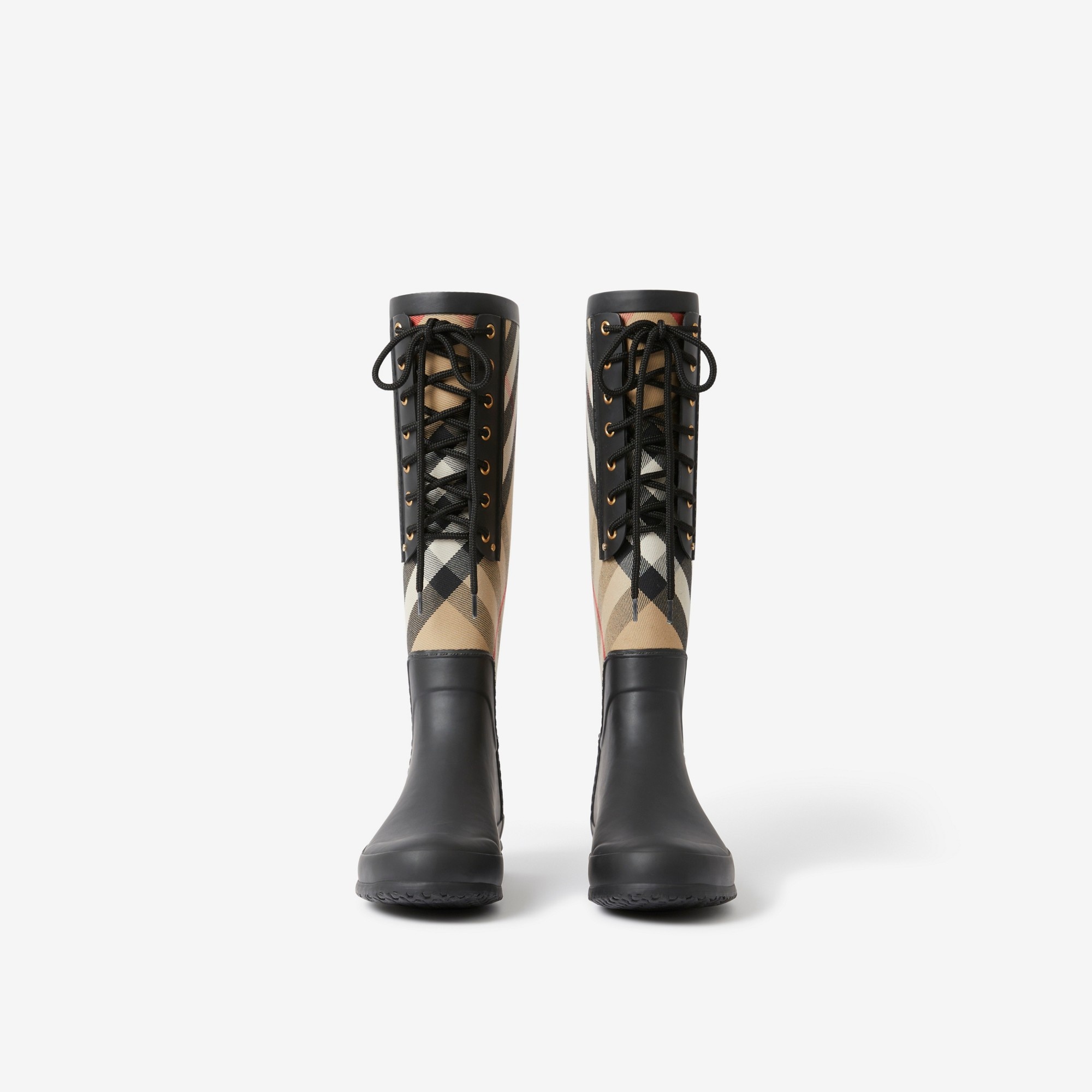 House Check Panel Rubber Rain Boots - 2