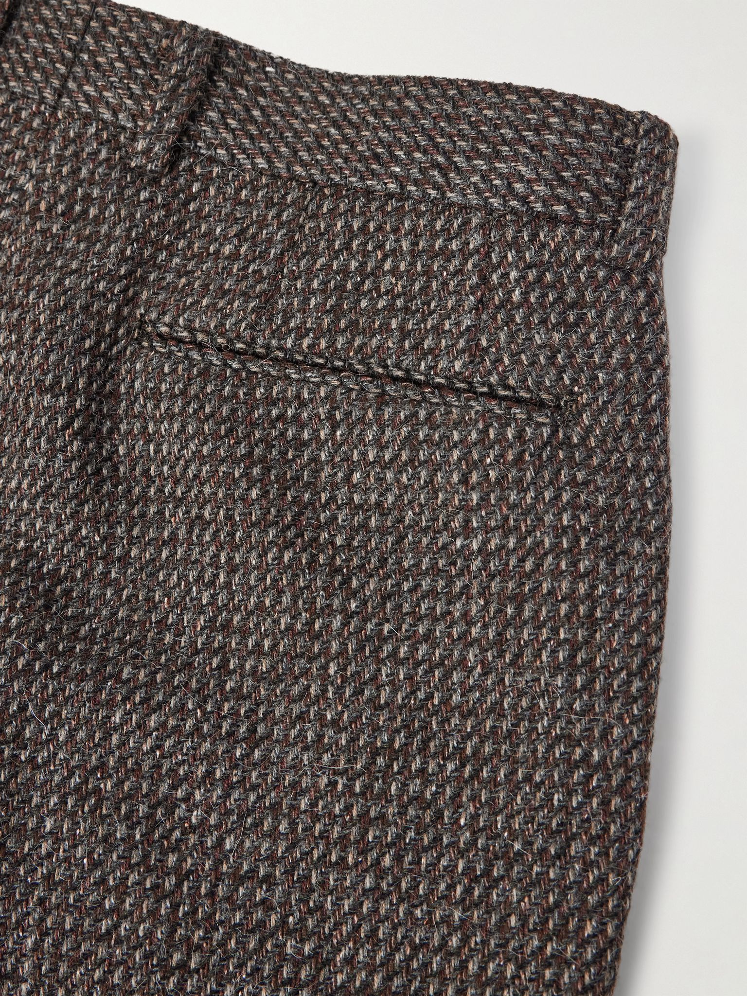 Straight-Leg Wool, Alpaca and Silk-Blend Tweed Trousers Brown - 5