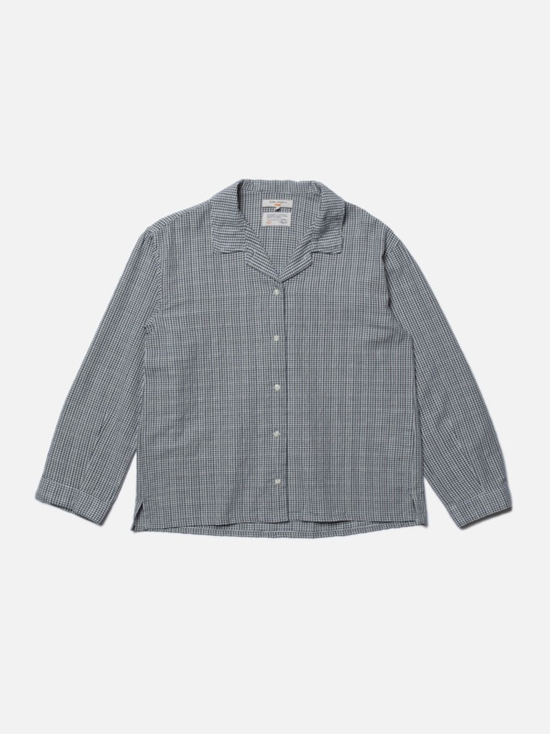 Juni Check Indigo Blouse Blue/Offwhite 1