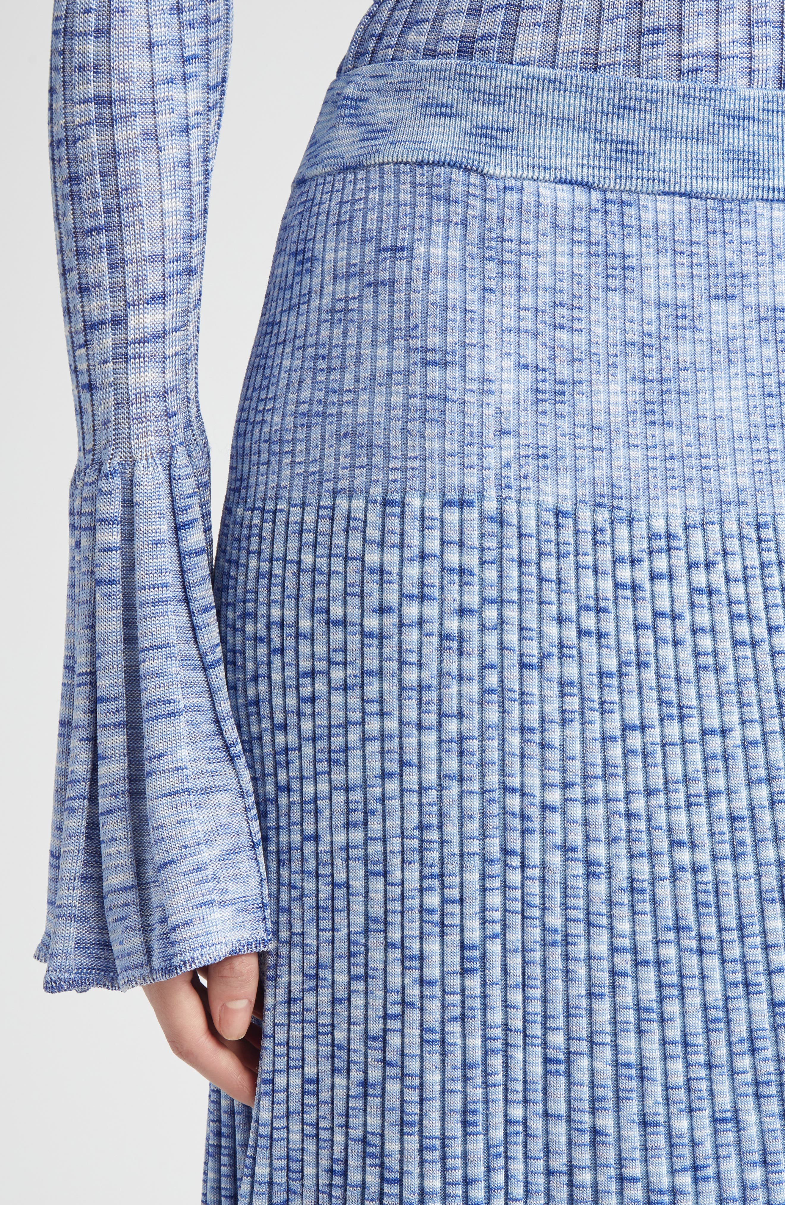 Zimmermann Mouline Rib Midi Sweater Skirt in Blue Multi at Nordstrom - 5