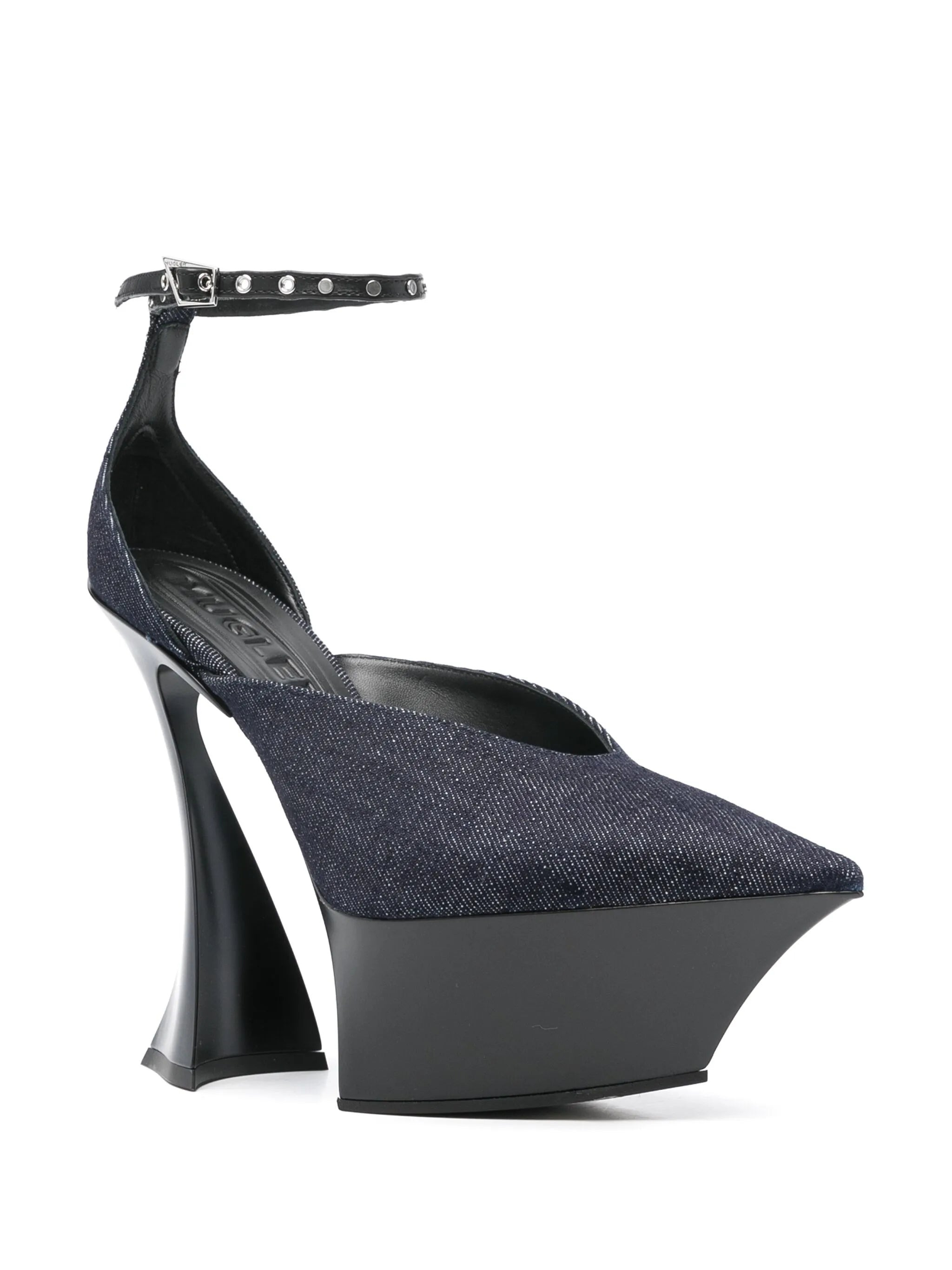 140mm Denim Strappy Pumps - 4