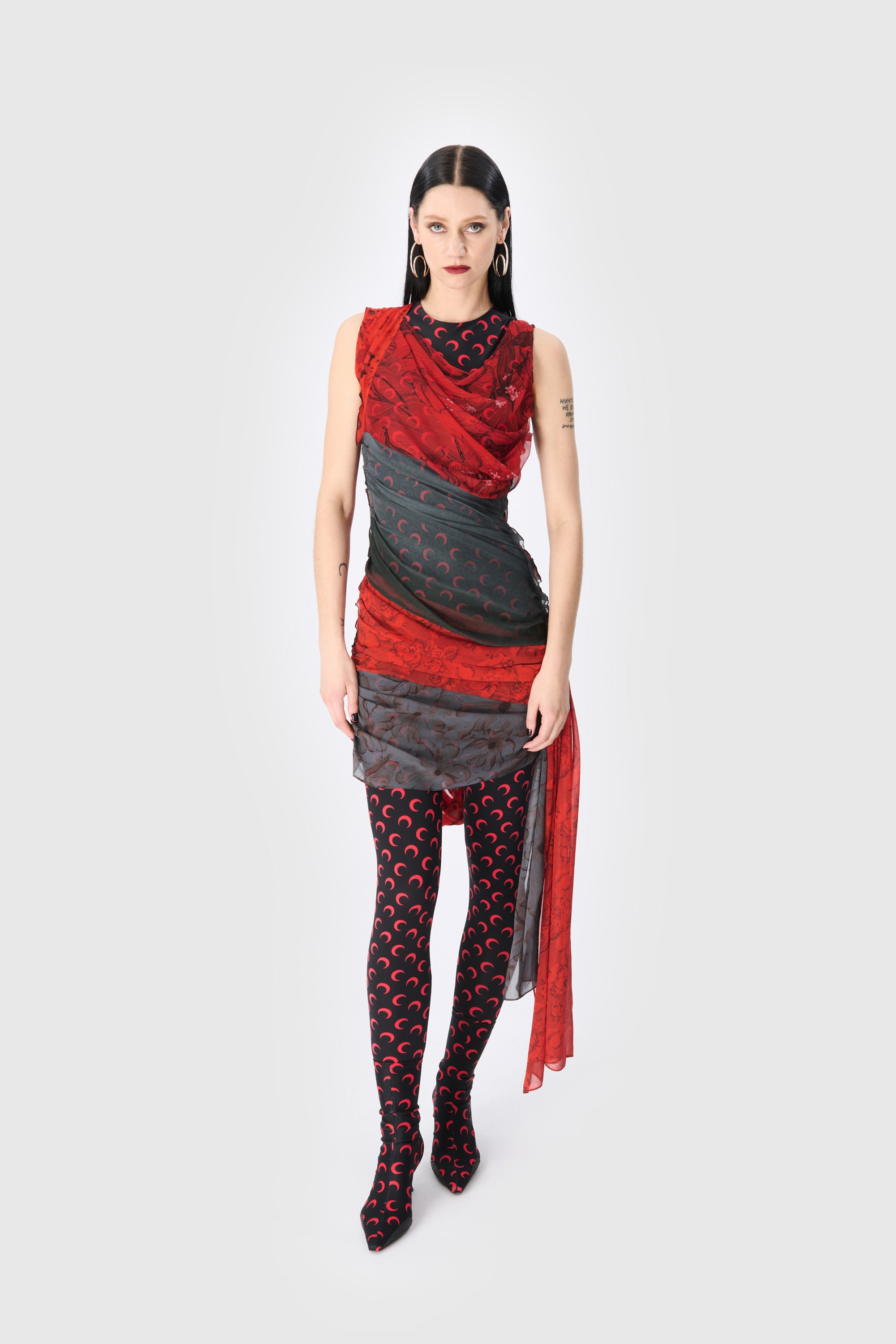 Upcycled Silk Scarves Draped Dress - 2