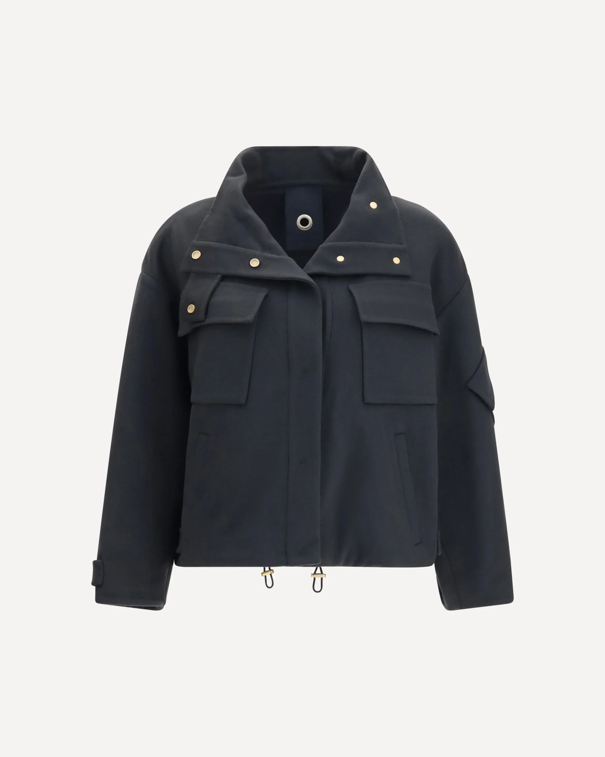 Coat Caban in double cashmere blouson with high collar - 1