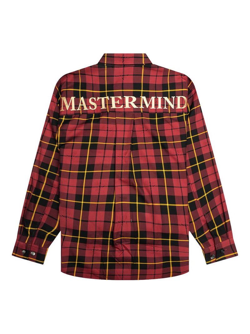 MASTERMIND WORLD skull-embroidered plaid shirt outlook