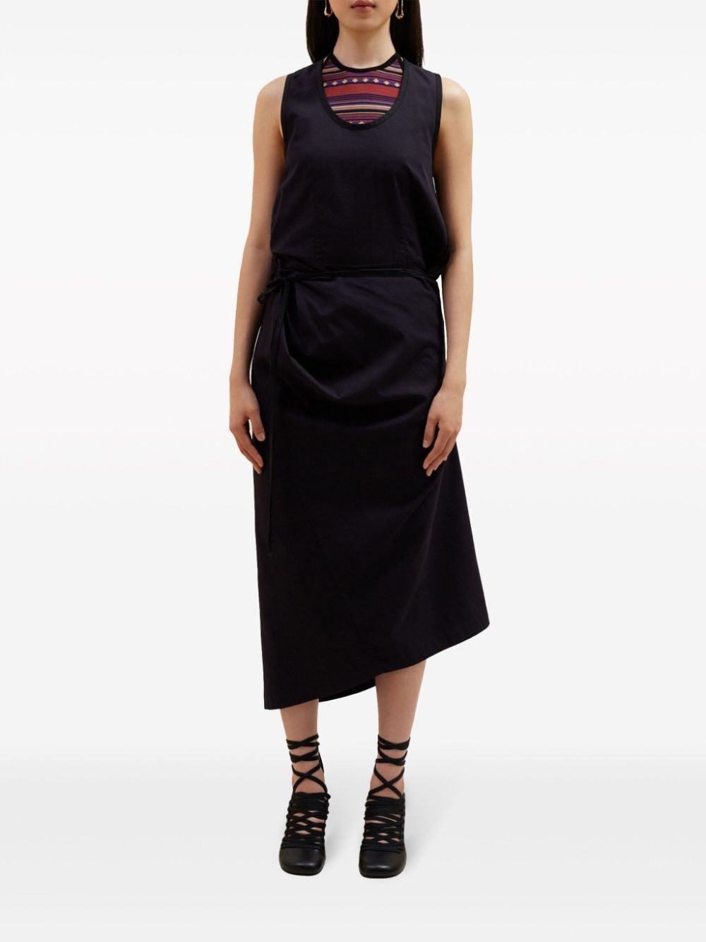 sleeveless cotton wrap dress - 2