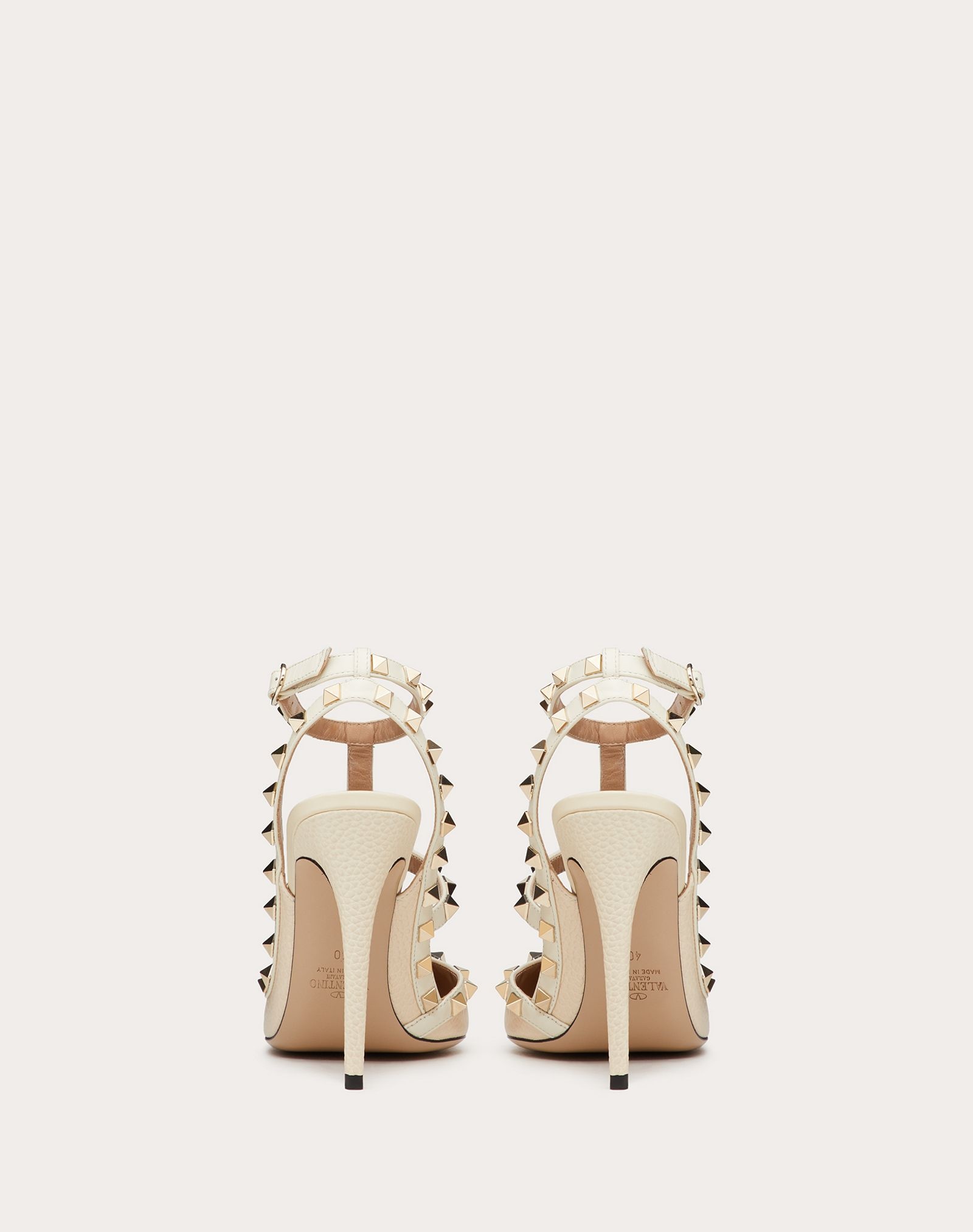 Rockstud Grainy Calfskin Ankle Strap Pump 100  mm - 3