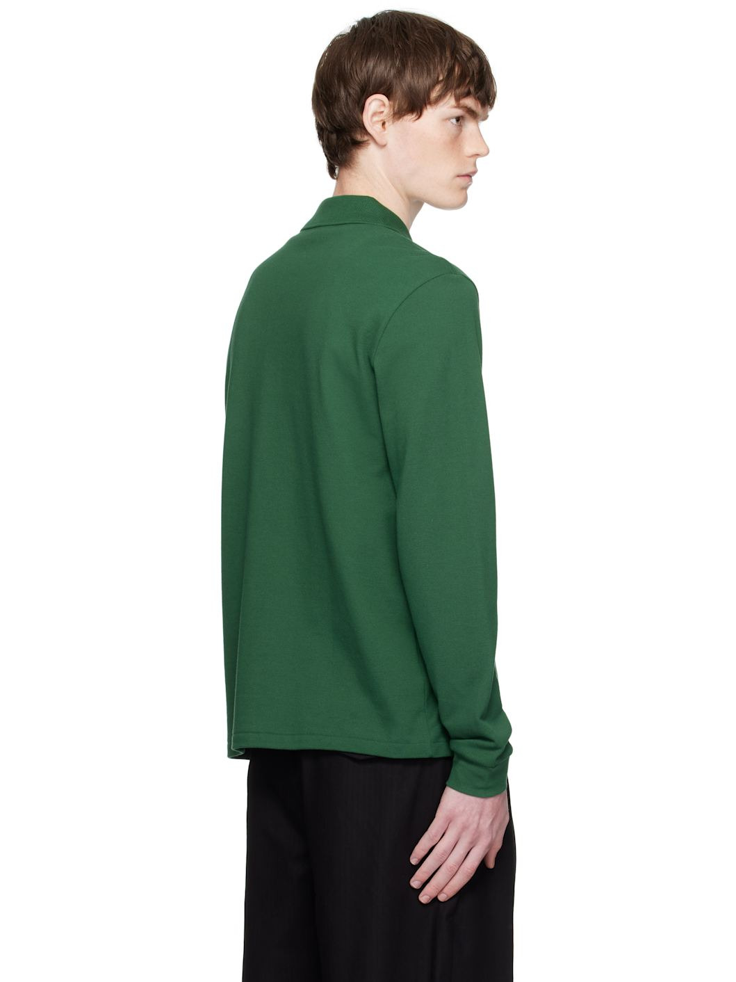 Green Classic Fit Long Sleeve L.12.12 Polo - 3