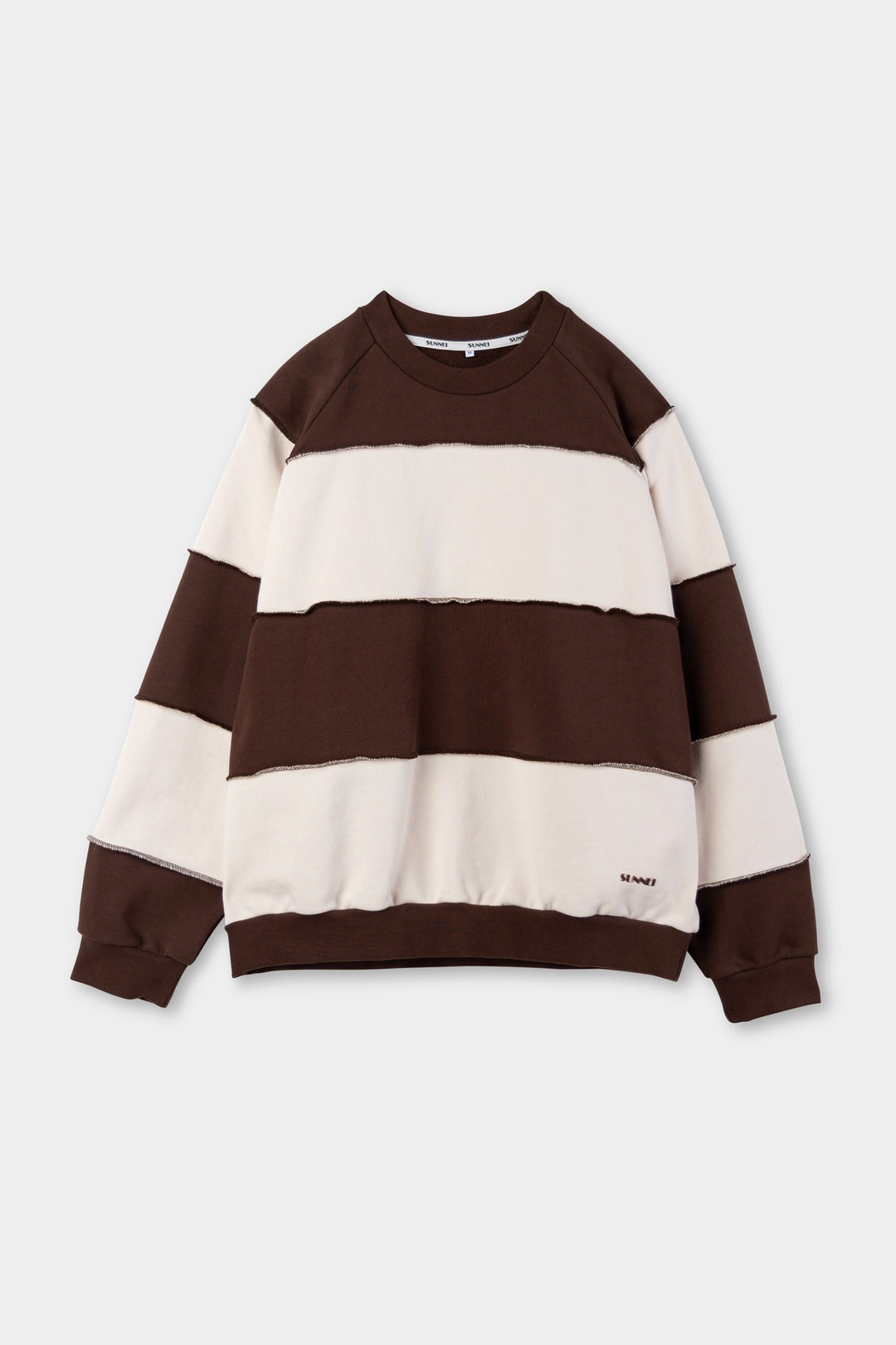 PANEL SWEATSHIRT/ brown & cream stripes - 1