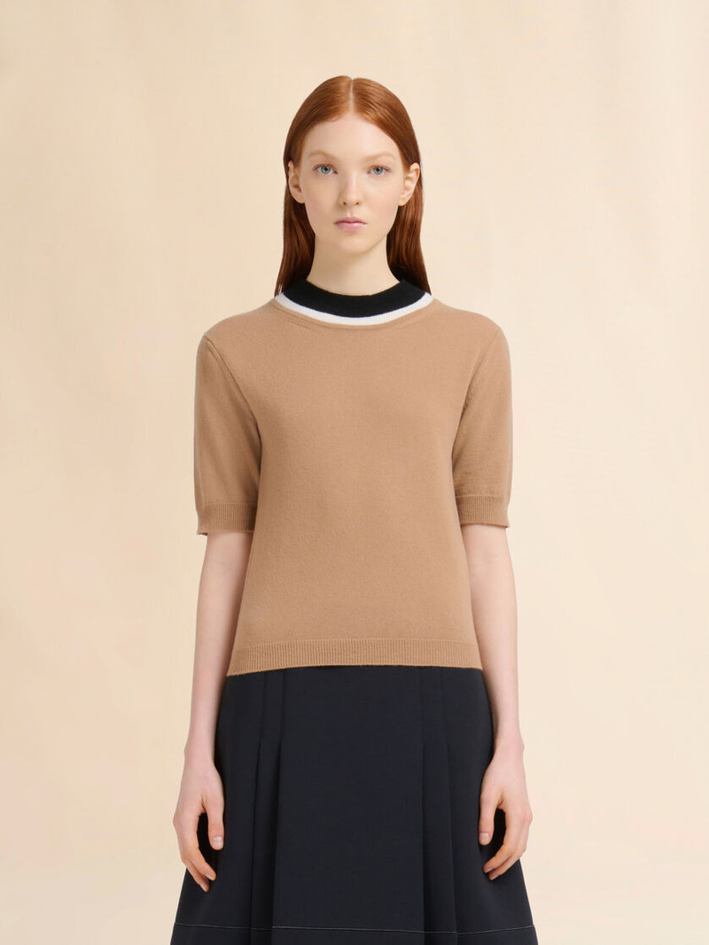 Marni BROWN WOOL SWEATER WITH BICOLOUR NECK outlook