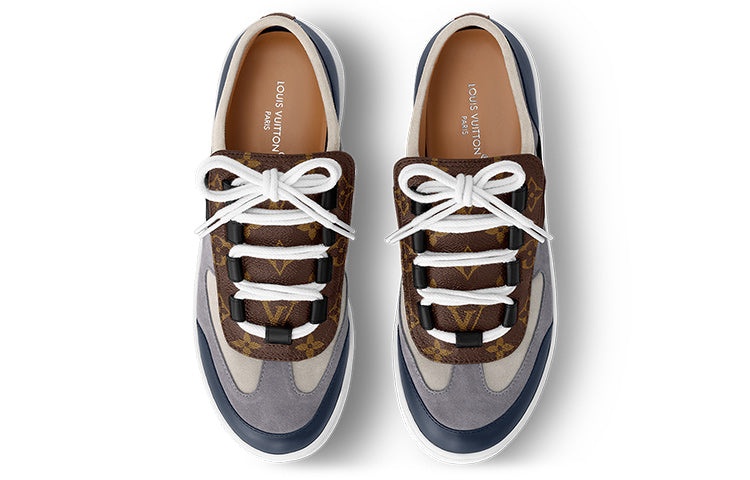 (WMNS) LOUIS VUITTON Lous Sneakers 'Blue Grey with Brown Monogram' 1ABUUP - 3